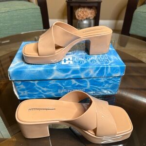 Jeffrey Campbell Bubblegum Jelly Platform‎ Sandal in color Tan Sand Size 7 NEW!